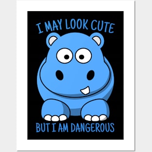 Cute Hippo T-shirt, I May Look Cute But I'm Dangerous, Animal Lover Gift, Hippo Lover Gift, Hippo Gift Shirt, Hippopotamus Posters and Art